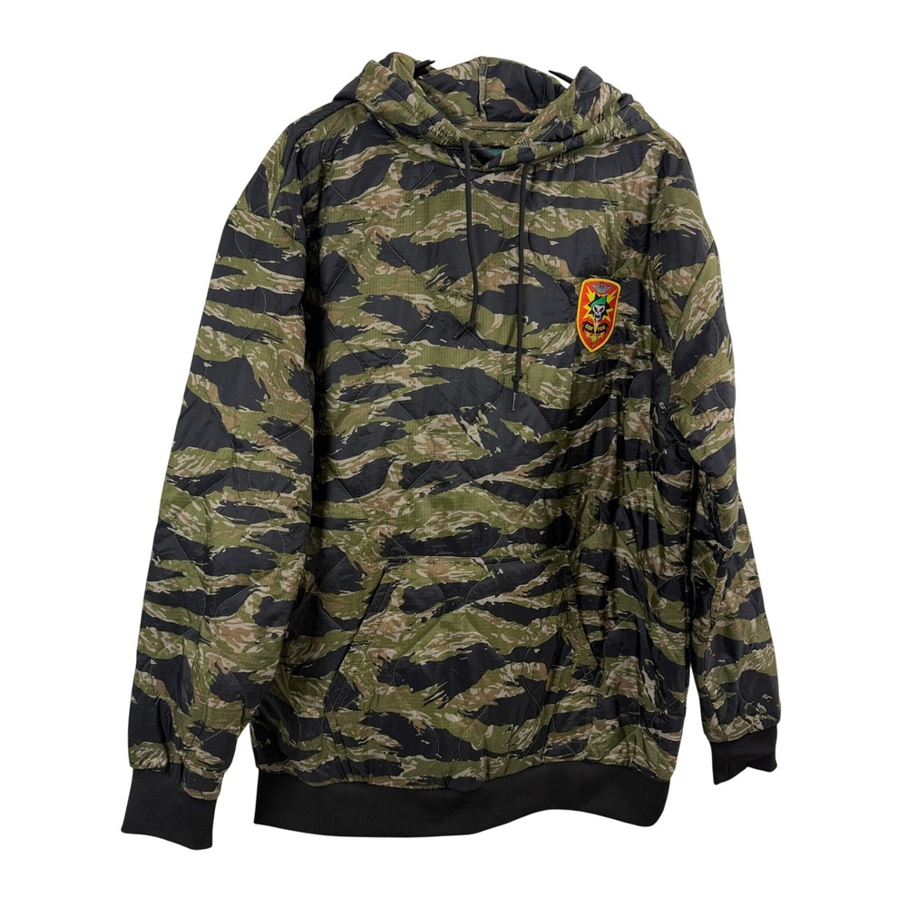 Black Rifle Coffee Company Jacket Mens Large Green Tiger Stripe Camo Quilted
